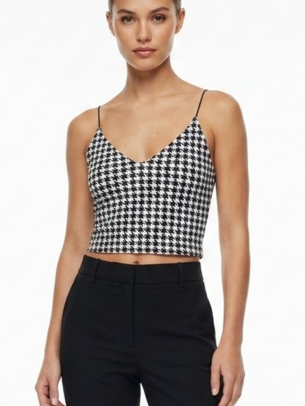 gaze Black and  Gray Houndstooth Camisole